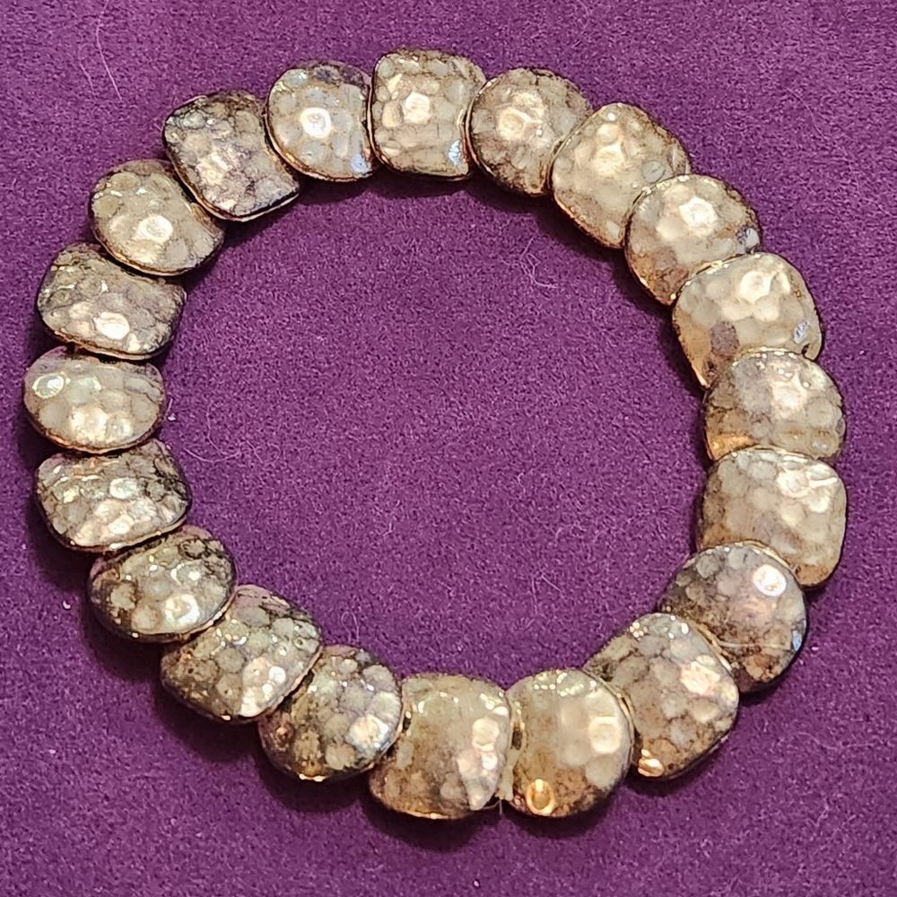 🩵Premier "Electric" Designs Silver Hammered Print Stretchy Bracelet